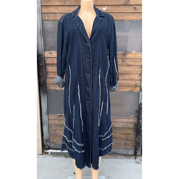 Cynthia Ashby Jackets & Blazers - Cynthia Ashby Denim DusterJacket /dress Artsy Asymmetrical Distressed Lagenlook